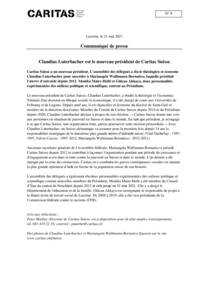 Caritas Suisse a un nouveau président. L'assemblée des délégués a élu le théologien et économe Claudius Luterbacher pour succéder à Mariangela Wallimann-Bornatico, laquelle présidait l'œuvre d’entraide depuis 2012. Monika Maire-Hefti et Gülcan Akkaya, deux personnalités expérimentées des milieux politique et scientifique, entrent au Présidium.