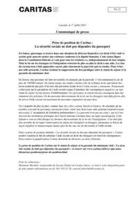 En Suisse, quiconque se trouve dans une situation de détresse financière a le droit d’être aidé et assisté pour pouvoir mener une existence conforme à la dignité humaine. Cette clause figure dans la Constitution fédérale et vaut pour tous les résident-e-s, indépendamment de leur origine. Mais la loi sur les étrangers et l'intégration restreint de plus en plus le droit à une aide. La crise du coronavirus a fait apparaître encore plus clairement la pauvreté qui en résulte. Pour éviter une telle précarité, Caritas réclame la suppression du lien juridique entre le statut de séjour et la garantie du minimum vital.