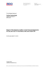 Report of the Statutory Auditor on the Financial Statements for the year 2021 in accordance with Swiss GAAP FER (for the year ended 31.12.2021)
