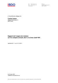 Rapport de l’organe de révision sur les comptes annuels 2021 à la Swiss GAAP RPC (période du 01.01.2021 au 31.12.2021)