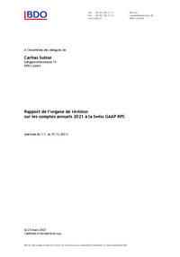 Rapport de l’organe de révision sur les comptes annuels 2021 à la Swiss GAAP RPC (période du 01.01.2021 au 31.12.2021)