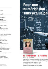 Almanach social 2019 - «La numérisation – et l’individu dans tout ça?», l’annuaire de Caritas sur la situation sociale en Suisse. Prospectus avec sommaire et carte de commande à imprimer.