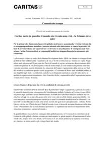 Per la prima volta da decenni, la povertà globale sta di nuovo aumentando. Crisi ravvicinate che si sovrappongono hanno annullato i successi ottenuti nella lotta contro la fame e la povertà. Milioni di persone lottano per sopravvivere e si trovano in una situazione di emergenza mai vista prima. Caritas Svizzera chiede ai responsabili politici un impegno finanziario nettamente più consistente.
