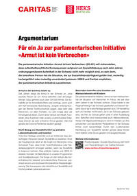 Die parlamentarische Initiative «Armut ist kein Verbrechen» (20.451) will sicherstellen, dass aufenthaltsrechtliche Konsequenzen aufgrund von Sozialhilfebezug nach zehn Jahren ordnungsgemässem Aufenthalt in der Schweiz nicht mehr möglich sind, es sein denn, die betroffene Person hat die Situation, die zur Sozialhilfebedürftigkeit geführt hat, mutwillig herbeigeführt oder mutwillig unverändert gelassen. HEKS und Caritas empfehlen, der parlamentarischen Initiative zuzustimmen.