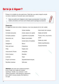 Cette liste modèle vous aide à vous faire une idée précise de votre patrimoine et de vos biens.